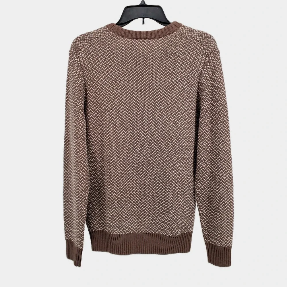 Sonoma Goods For Life Birdseye Crewneck Sweater Mens Small Tan Brown Textured